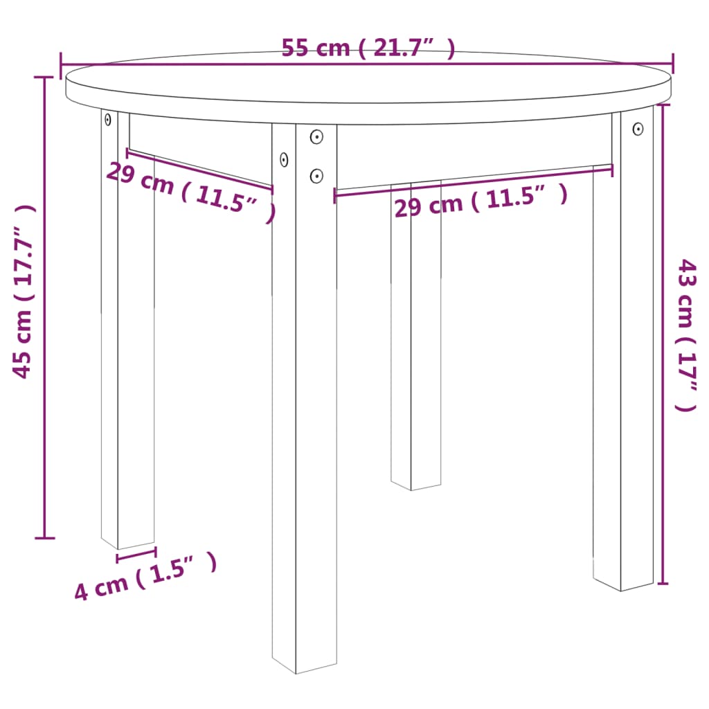 Soffbord vit Ø 55x45 cm furu