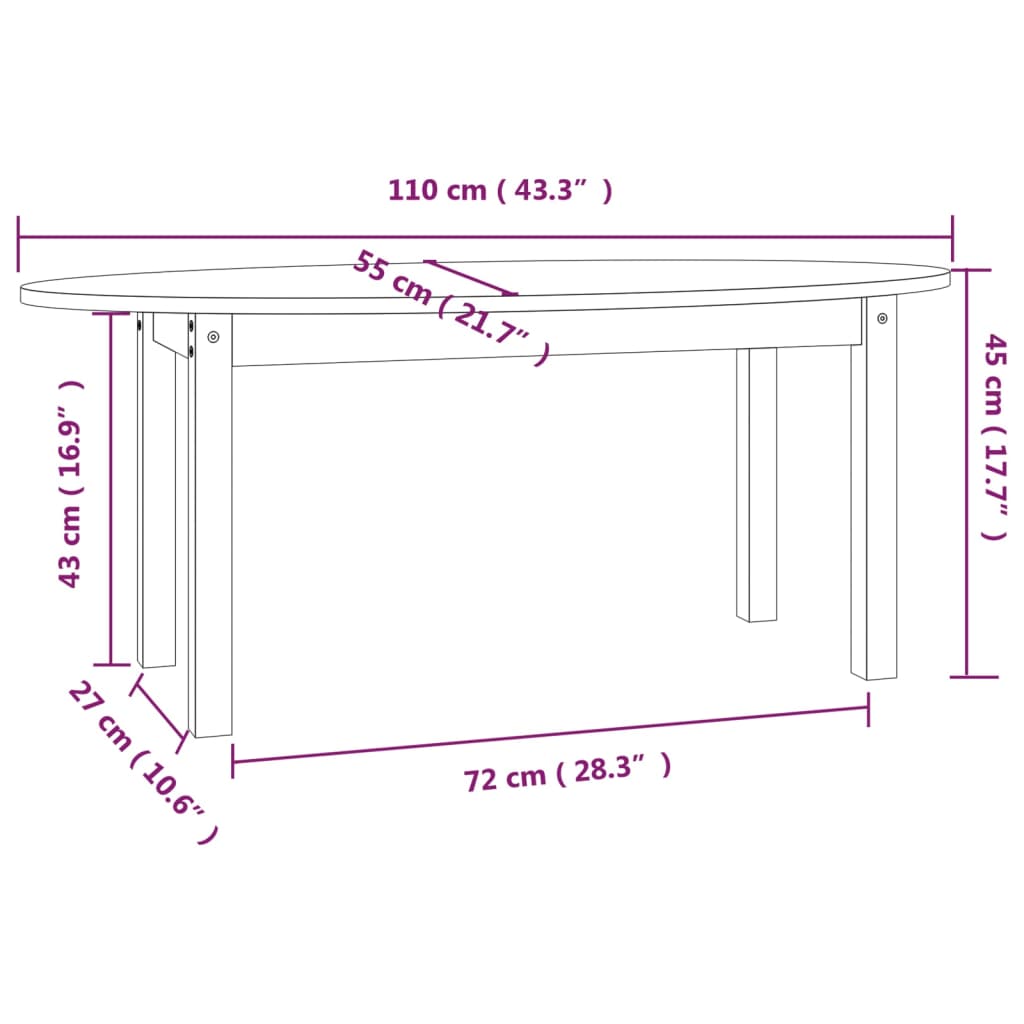 Soffbord brun 110x55x45 cm furu