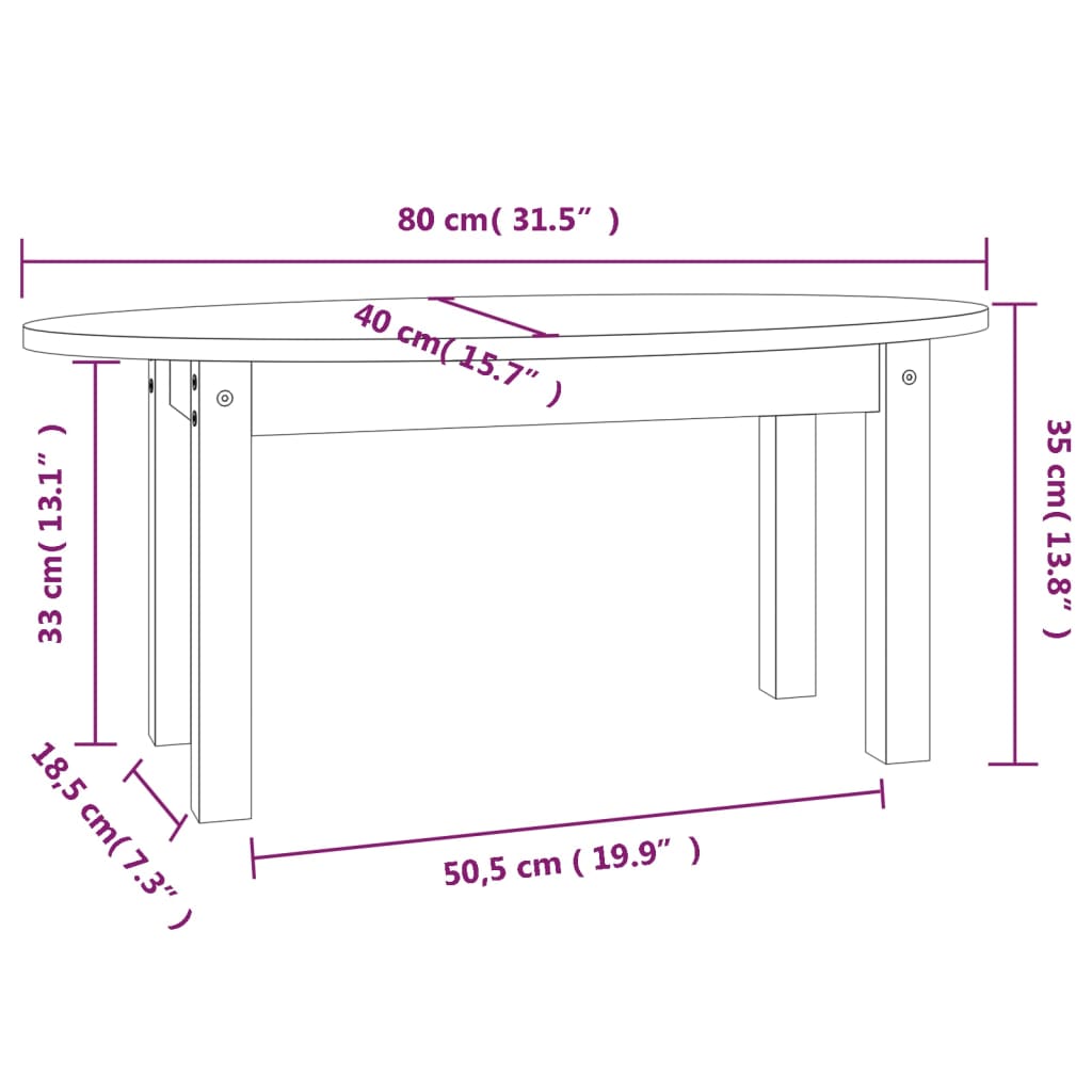 Soffbord brun 80x40x35 cm furu