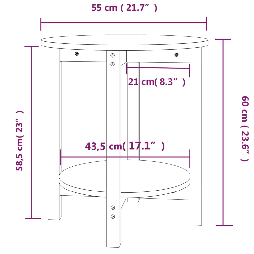 Soffbord brun Ø 55 x 60 cm furu