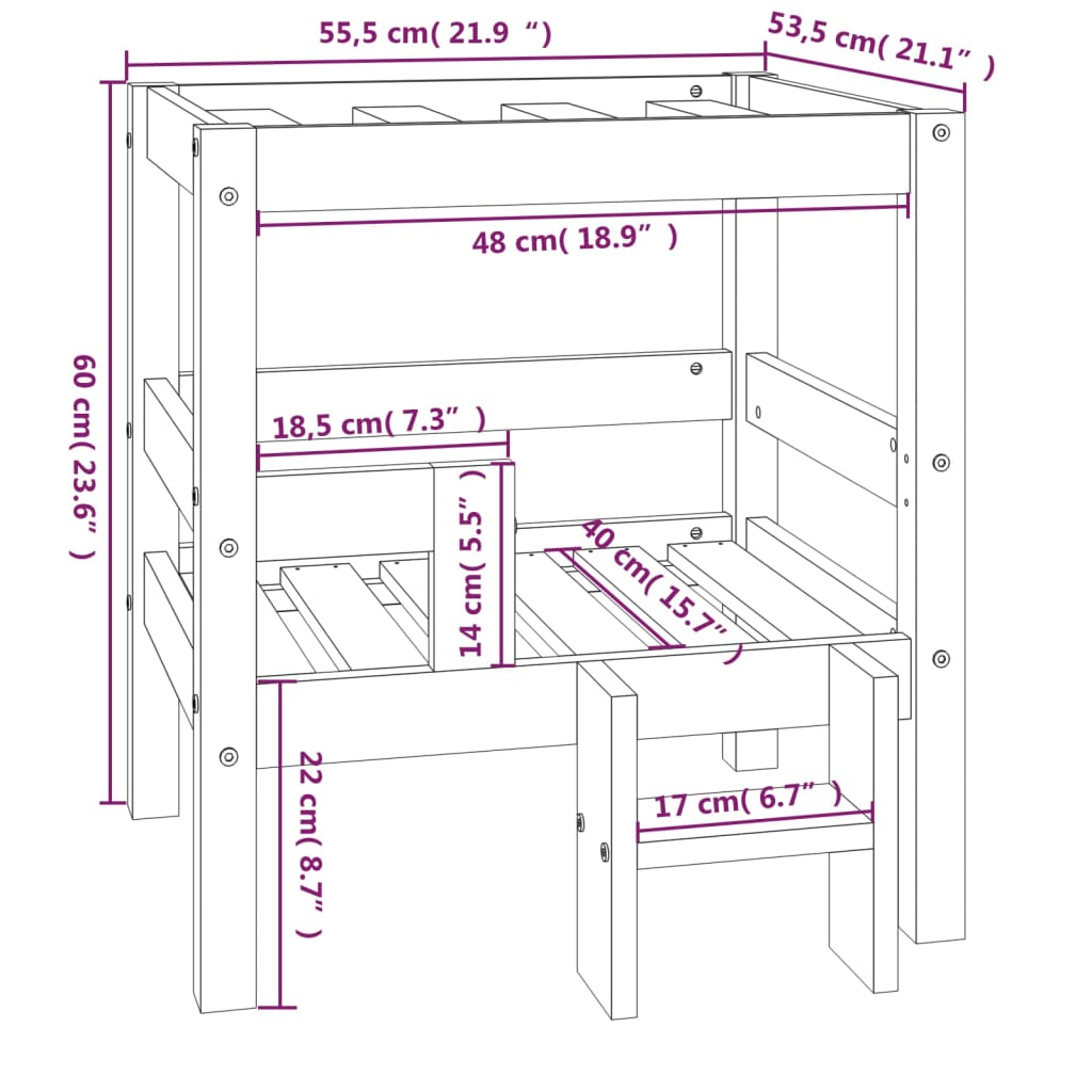 Hundsäng Hundbädd vit 55,5x53,5x60 cm massiv furu