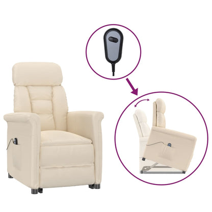 Elektrisk Massagefåtölj beige Recliner mikrofiber