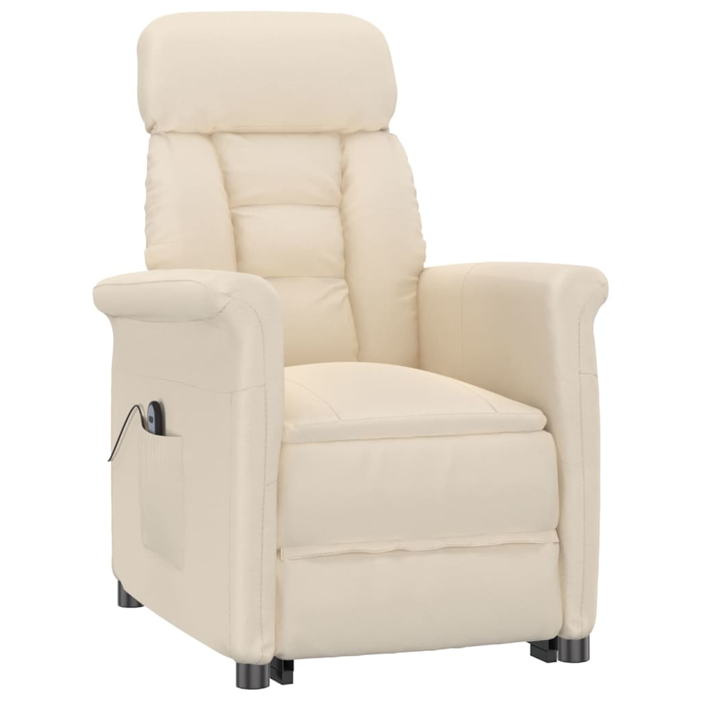 Elektrisk Massagefåtölj beige Recliner mikrofiber