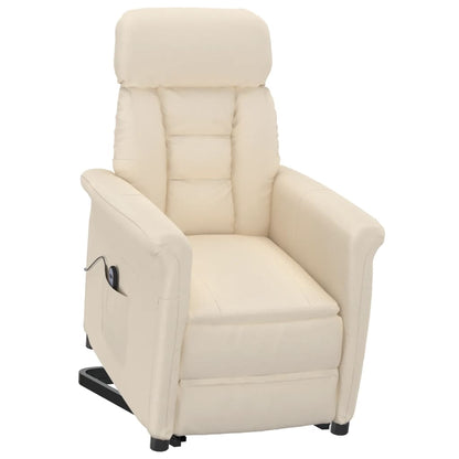 Elektrisk Massagefåtölj beige Recliner mikrofiber