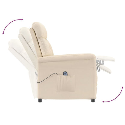 Elektrisk Massagefåtölj beige Recliner mikrofiber