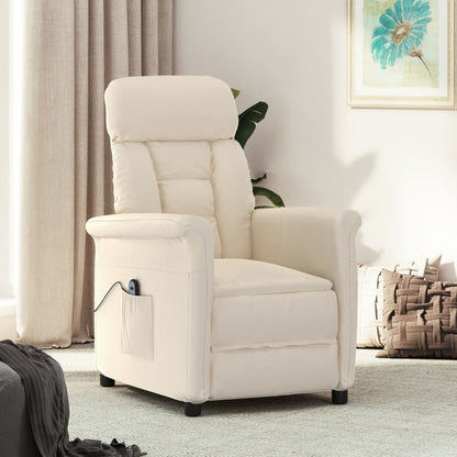 Elektrisk Massagefåtölj beige Recliner mikrofiber