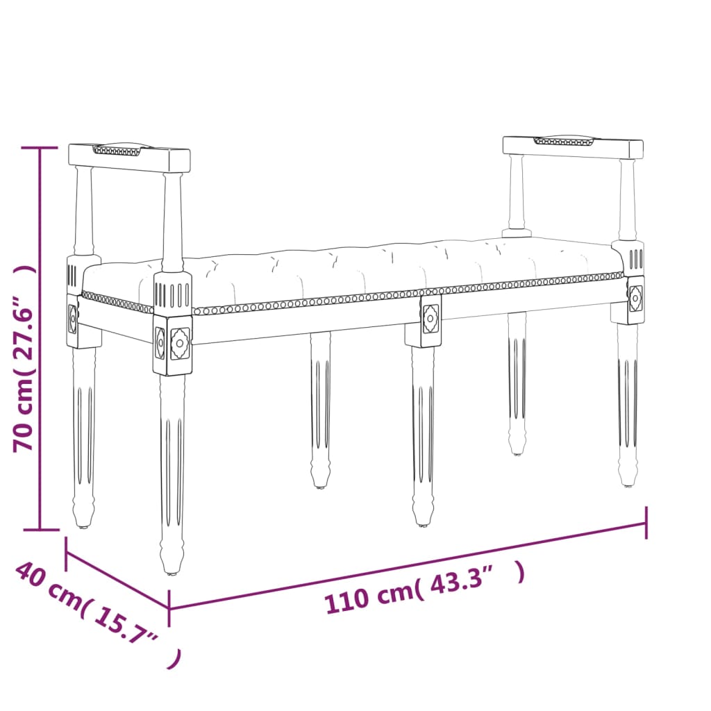 Sittbänk vit 110x40x70 cm tyg