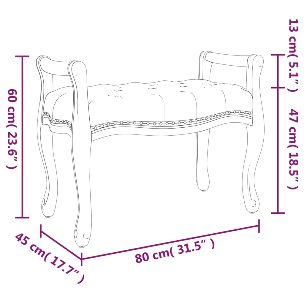 Sittbänk vit 80x45x60 cm linne