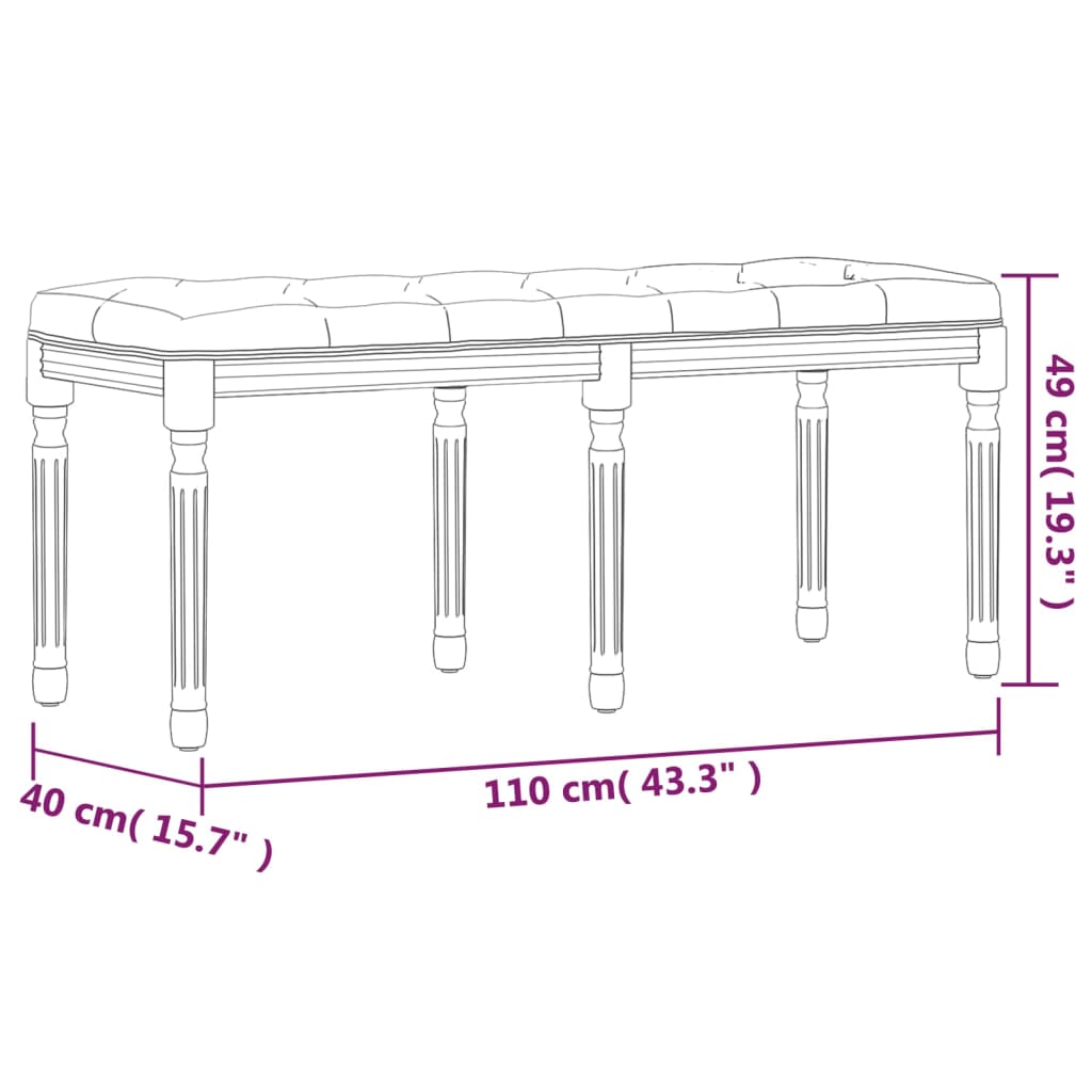 Sittbänk blå 110x40x49 cm sammet