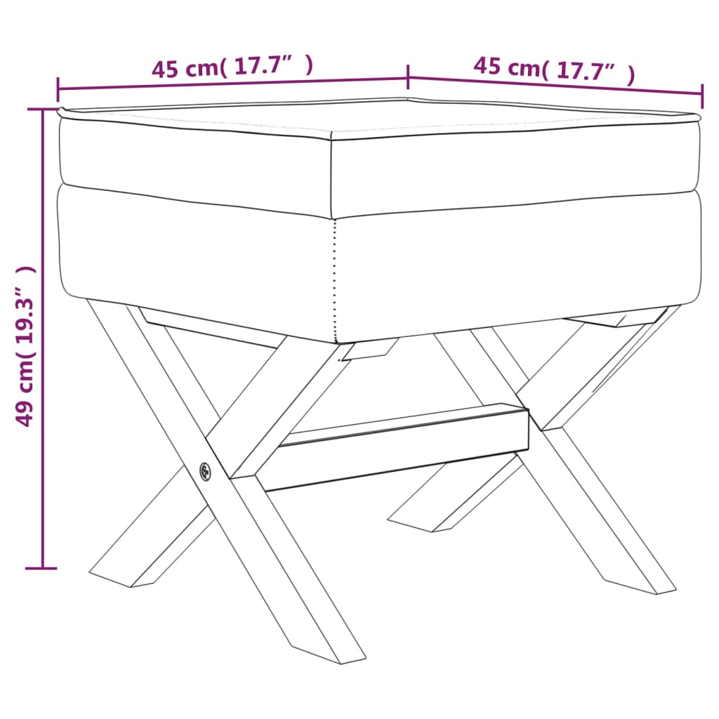 Förvaringspall vit 45x45x49 cm tyg