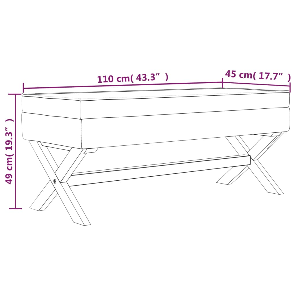 Förvaringspall vit 110x45x49 cm tyg