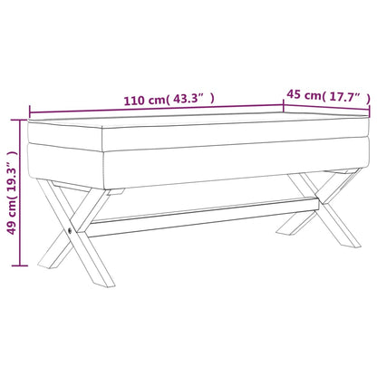 Förvaringspall vit 110x45x49 cm tyg