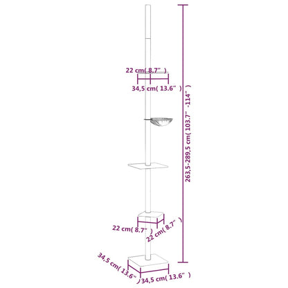 Kattmöbel gräddvit Golv-till-tak klösträd 263,5-289,5 cm