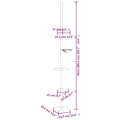 Kattmöbel mörkgrå Golv-till-tak klösträd 263,5-289,5 cm