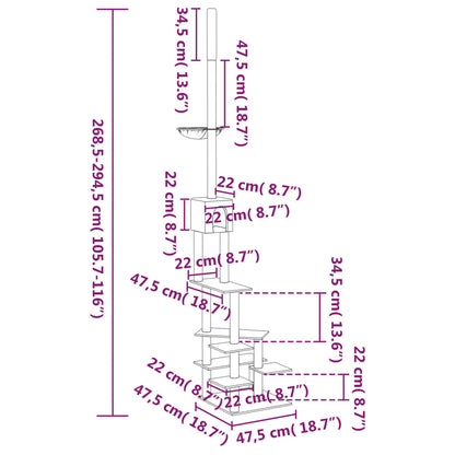 Kattmöbel gräddvit Golv-till-tak klösträd 268,5-294,5 cm