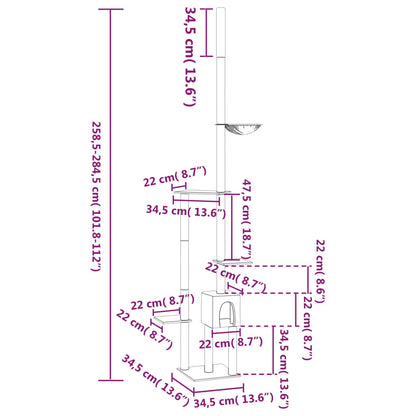 Kattmöbel Golv-till-tak klösträd gräddvit 258,5-284,5 cm