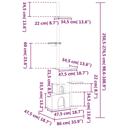 Kattmöbel Golv-till-tak klösträd mörkgrå 250,5-276,5 cm