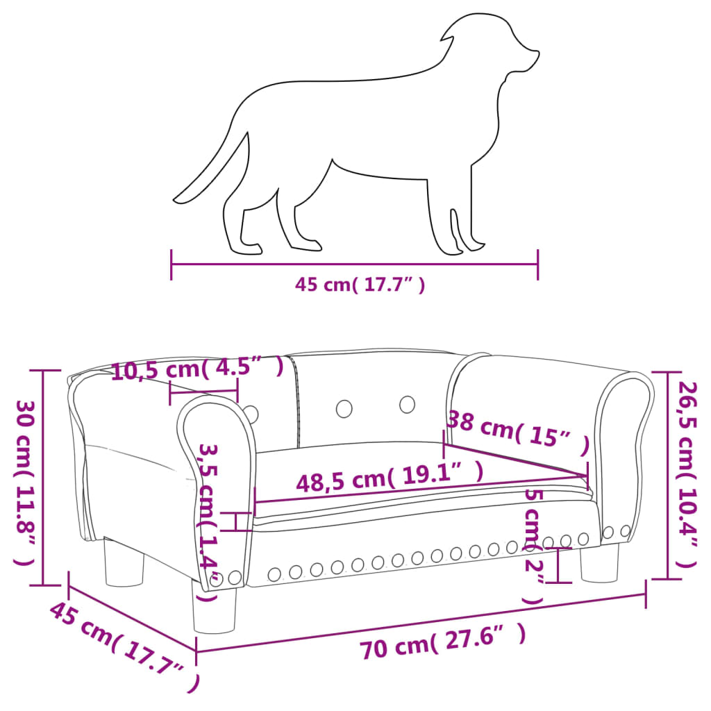 Koiran sänky Koiran sänky harmaa 70x45x30 cm synteettinen nahka