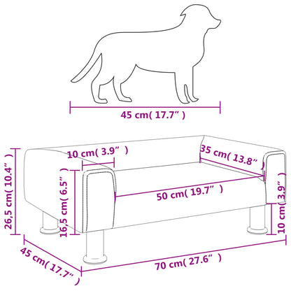 Hundsäng Hundbädd ljusgrå 70x45x26,5 cm sammet