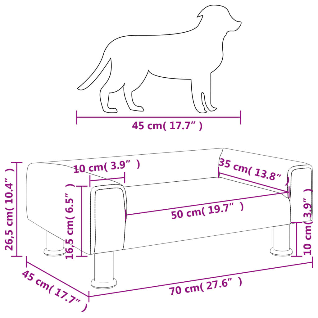 Hundsäng Hundbädd gräddvit 70x45x26,5 cm sammet