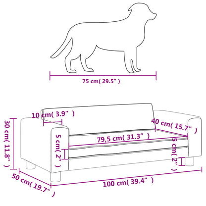 Hundsäng Hundbädd med förlängning ljusgrå 100x50x30 cm sammet