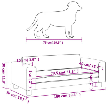 Hundsäng Hundbädd med förlängning mörkgrå 100x50x30 cm sammet