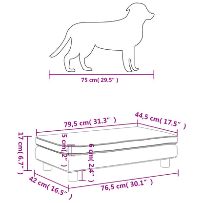 Hundsäng Hundbädd med förlängning mörkgrå 100x50x30 cm sammet