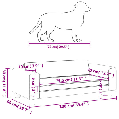 Hundsäng Hundbädd med förlängning brun 100x50x30 cm sammet