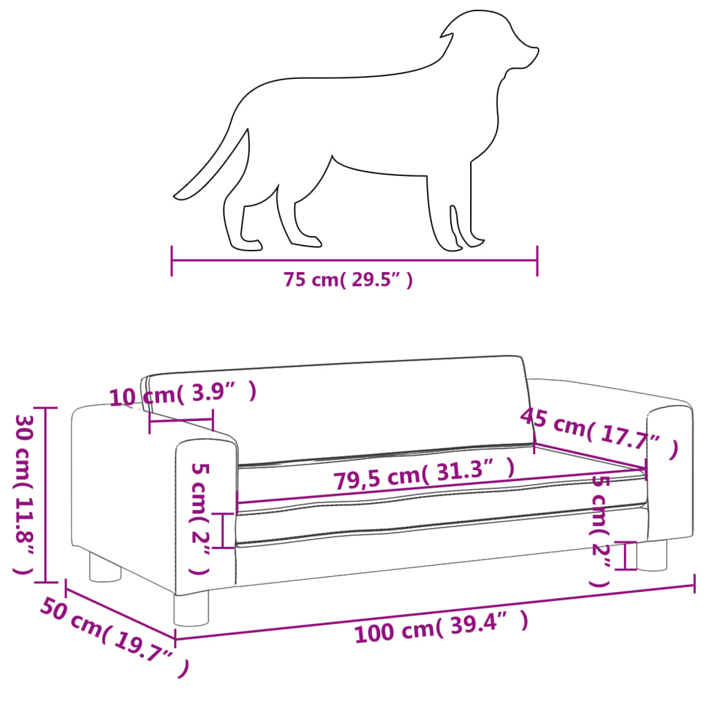 Koiran sänky Koiran sänky jatkeella musta 100x50x30 cm keinonahkaa