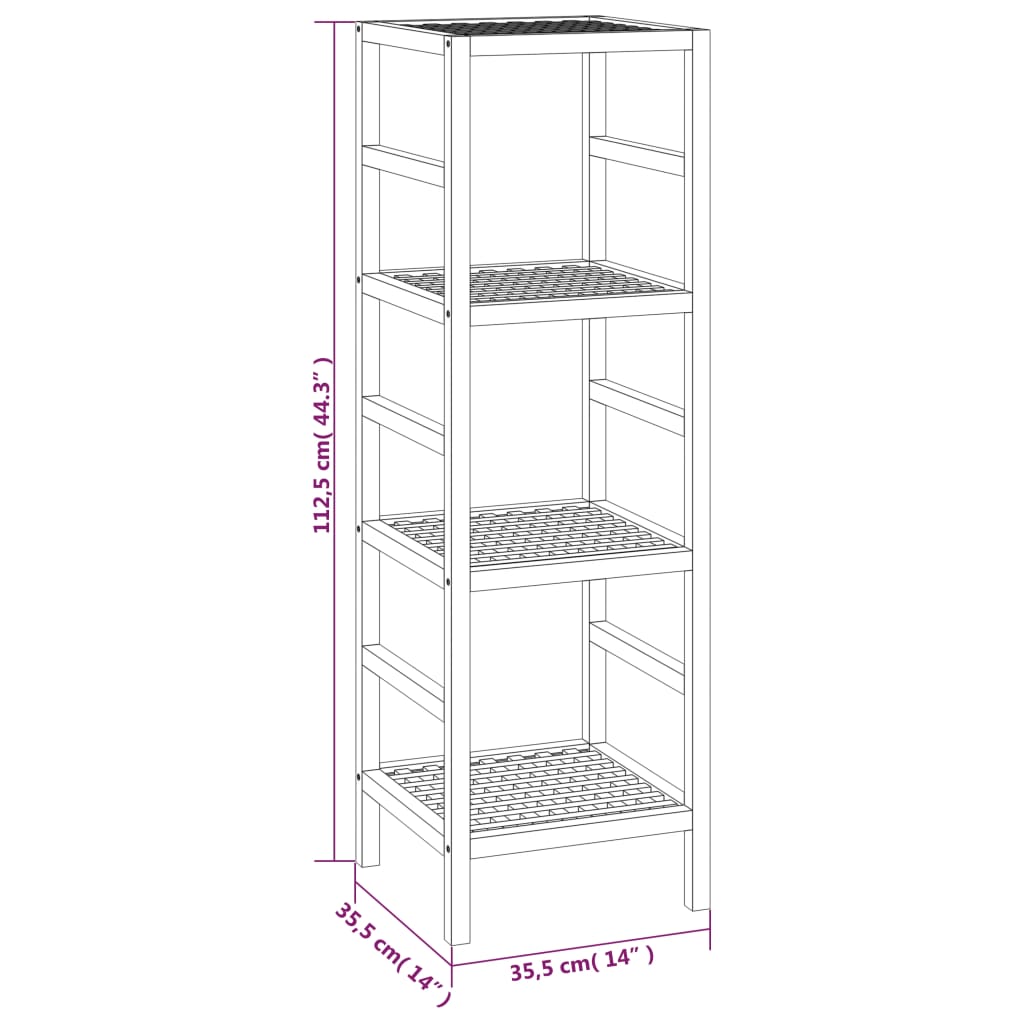 Kylpyhuoneen hylly 35,5x35,5x112,5 cm massiivi pähkinäpuuta