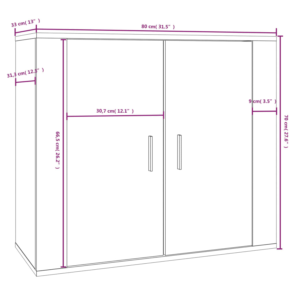 Förvaringsskåp vit högglans 80x33x70 cm konstruerat trä