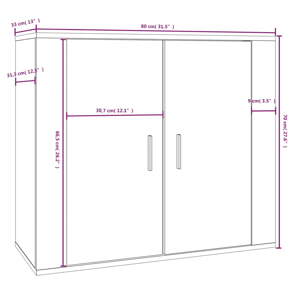 Skänk Sonoma ek 80x33x70 cm