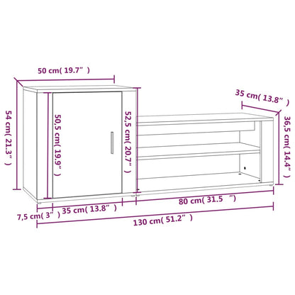 Kenkäteline Kenkäkaappi Kenkähylly sonoma tammi 130x35x54 cm