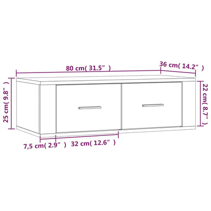 TV-möbel vit 80x36x25 cm Väggmonterad TV-bänk