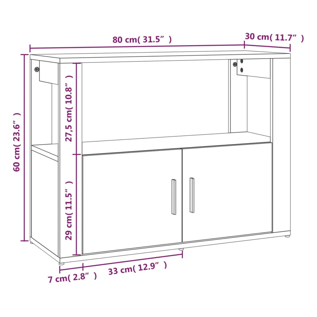 Skänk Sonoma ek 80x30x60 cm