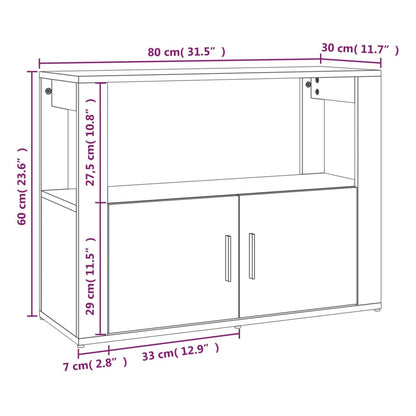 Sidobord rökfärgad ek 80x30x60 cm konstruerat trä