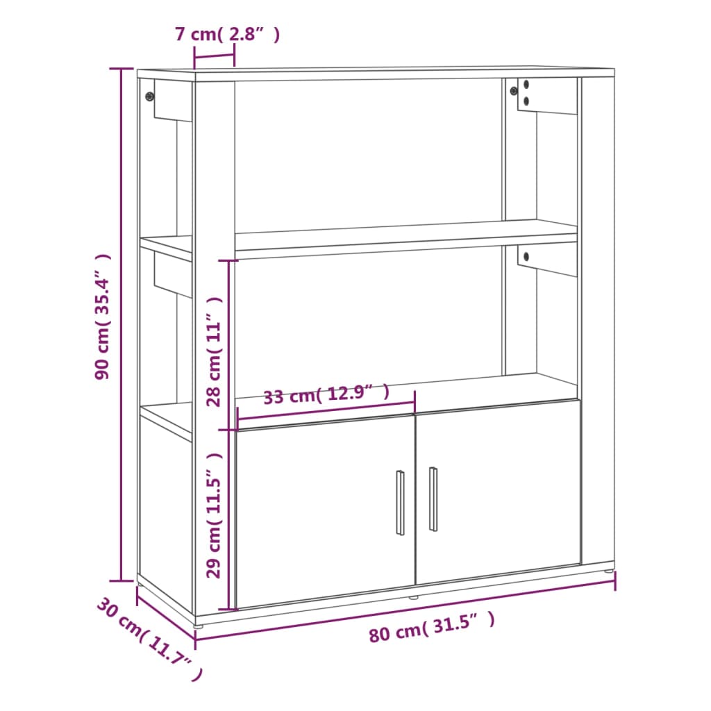 Förvaringsskåp vit högglans 80x30x90 cm konstruerat trä