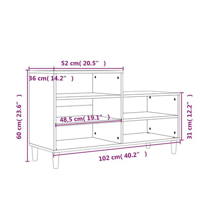 Kenkäteline Kenkäkaappi betonin harmaa 102x36x60 cm