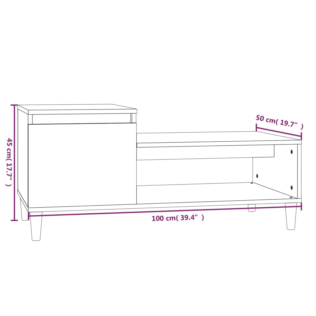 Soffbord vit 100x50x45 cm