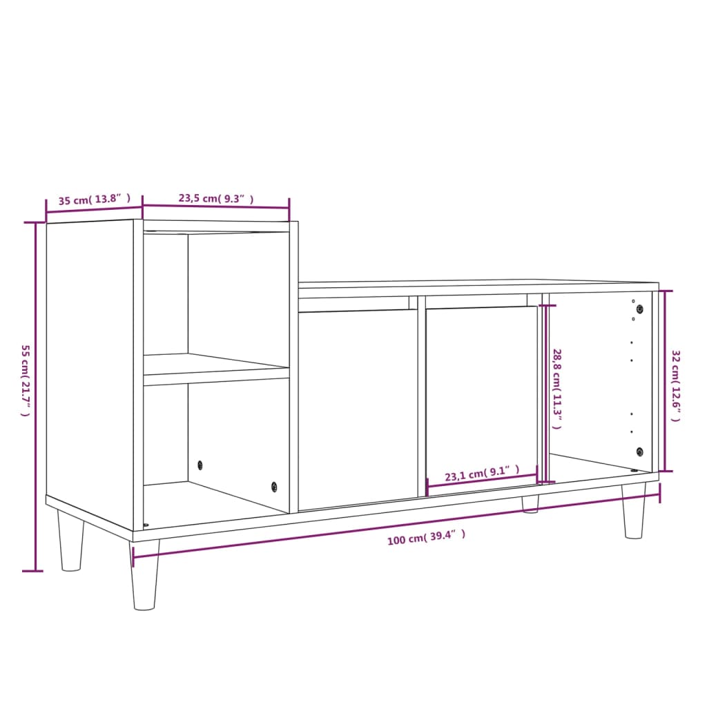 TV-möbel vit TV-bänk 100x35x55 cm