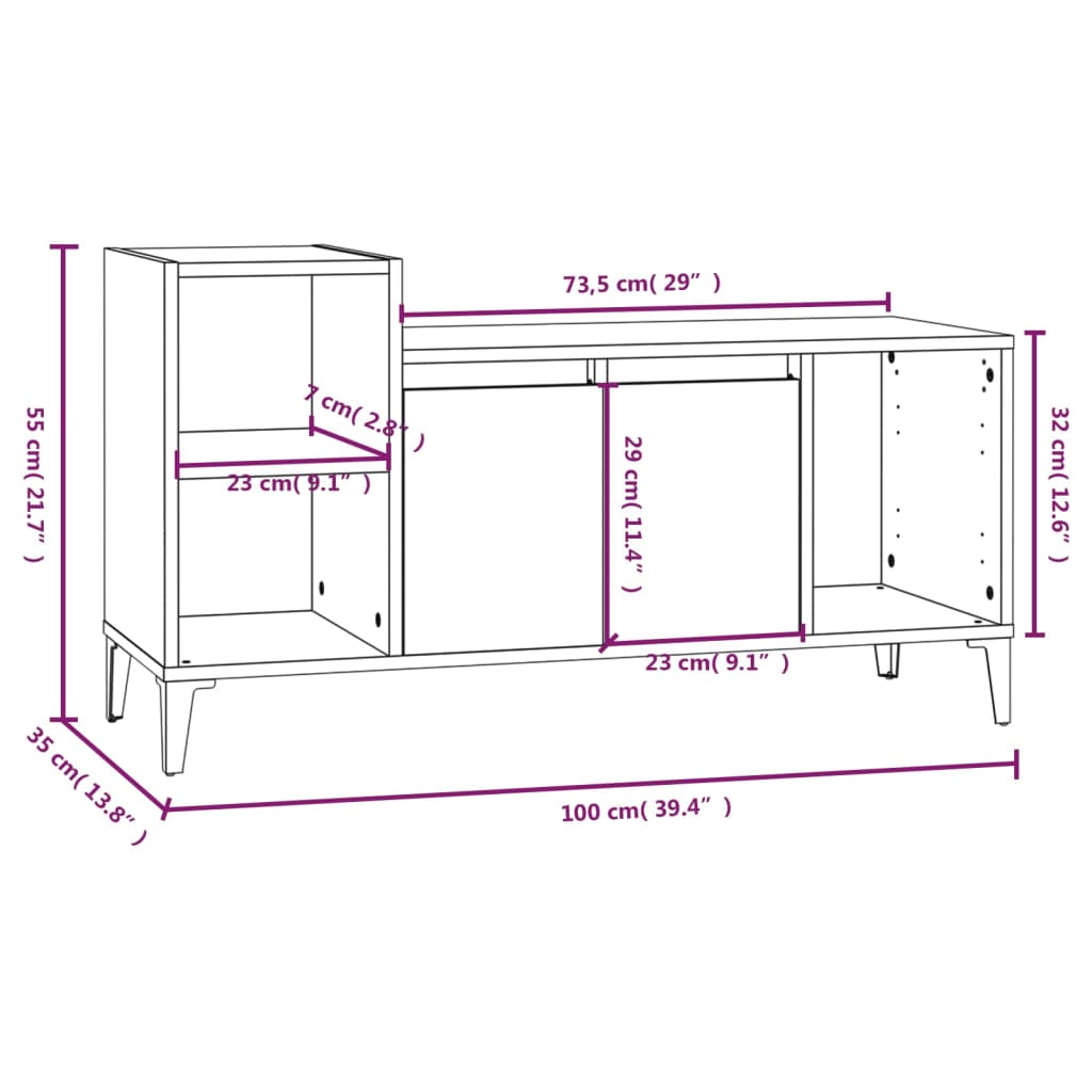 TV-möbel vit högglans TV-bänk 100x35x55 cm