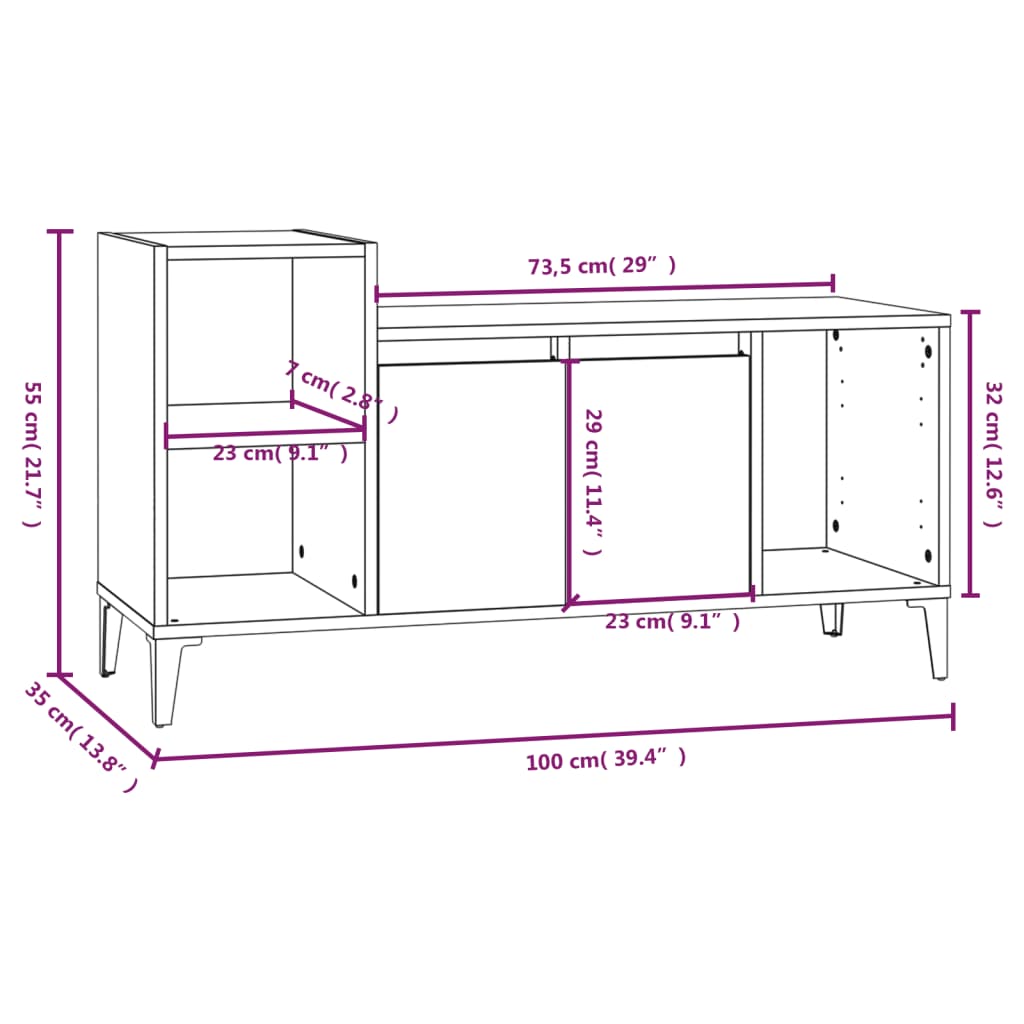 TV-möbel rökfärgad ek TV-bänk 100x35x55 cm