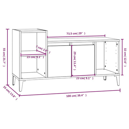 TV-möbel rökfärgad ek TV-bänk 100x35x55 cm