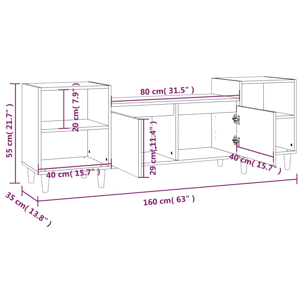 TV-möbel svart TV-skåp 160x35x55 cm