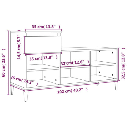 Skoställ Skoskåp rökfärgad ek 102x36x60 cm