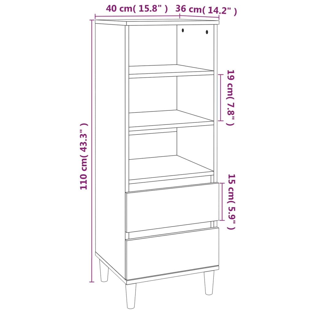 Skåp vit 40x36x110 cm