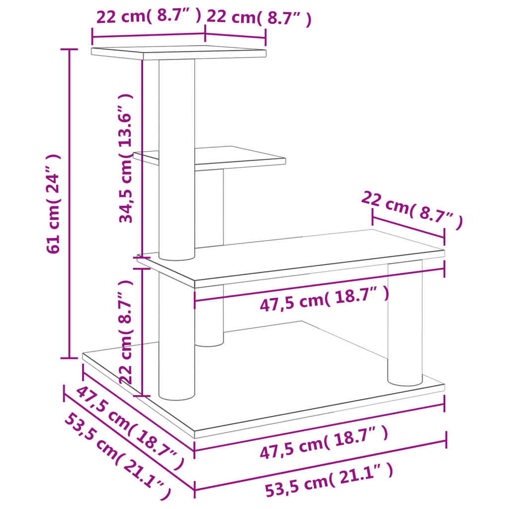 Kattmöbel gräddvit Klösträd med sisalpelare 61 cm