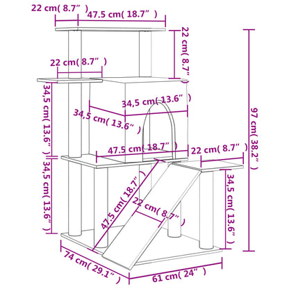 Kattmöbel gräddvit Klösträd med sisalpelare 97 cm