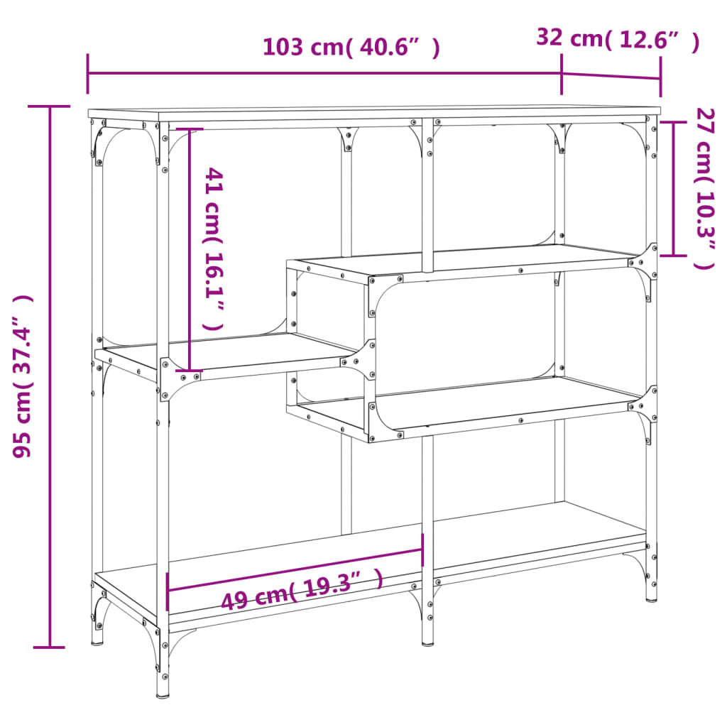 Avlastningsbord konsolbord svart 103x32x95 cm