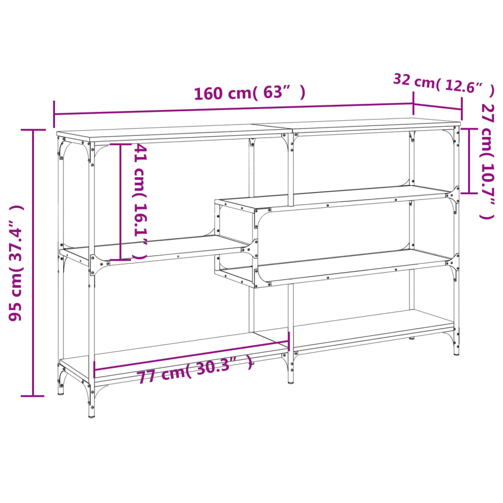 Avlastningsbord konsolbord brun ek 160x32x95 cm